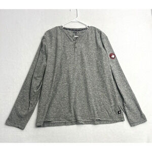 Canada Weather Gear Mens Long Sleeve Henley Size XL Gray Outdoors Casual